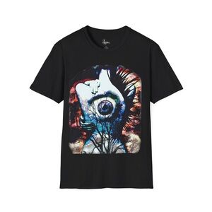 Black Graphic T-Shirt with Eye Design